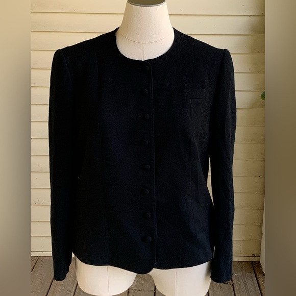 Courtney Rhodes 100% Wool Crepe Blazer Suit Jacket Black Euro 40 (about US 10 ) - Picture 2 of 8